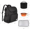 imageModoker Dog Travel Bag Backpack Airline Approved Pet Accessories Organizer for Dog and Cat with Shoulder Strap 2 Dog Food Storage Containers 2 Collapsible Dog Bowls1 Pet Mat GreyBlack