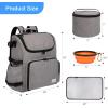 imageModoker Dog Travel Bag Backpack Airline Approved Pet Accessories Organizer for Dog and Cat with Shoulder Strap 2 Dog Food Storage Containers 2 Collapsible Dog Bowls1 Pet Mat GreyGrey