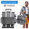 imageModoker Dog Travel Bag Backpack Airline Approved Pet Accessories Organizer for Dog and Cat with Shoulder Strap 2 Dog Food Storage Containers 2 Collapsible Dog Bowls1 Pet Mat GreyCharcoal Grey