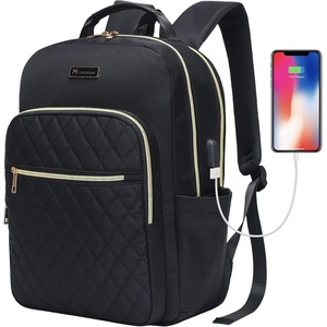 image:imageModoker Vintage Women Laptop Backpack Bookbag for Women Travel Backpack with USB Charging Port Fashion Rucksack Backpack Fits 156 Inch Notebook PurpleQuilted Black